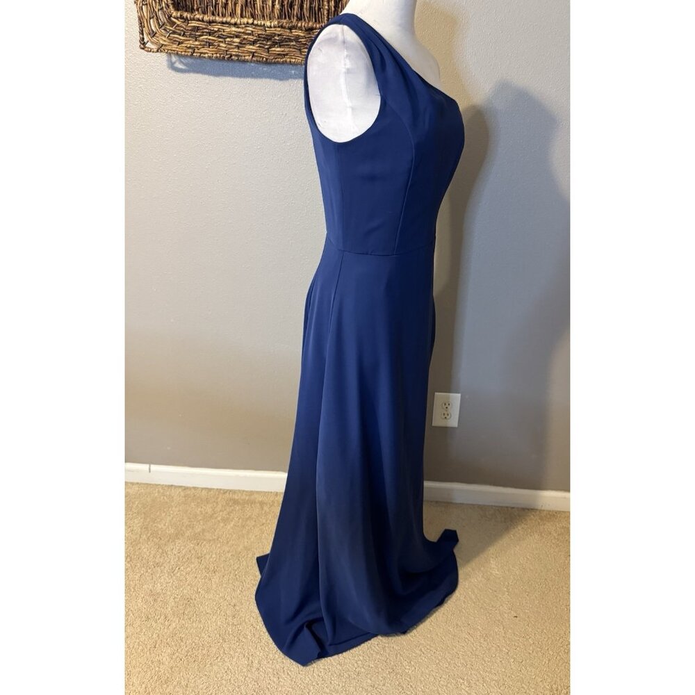 WHBM Long Maxi Formal Dress 6 Blue Stretch Wedding Party Cruise Washable - Picture 6 of 12